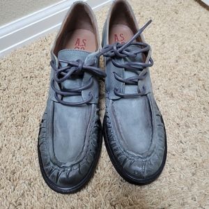 A.S.98 Gray Leather Oxford Booties Size 41